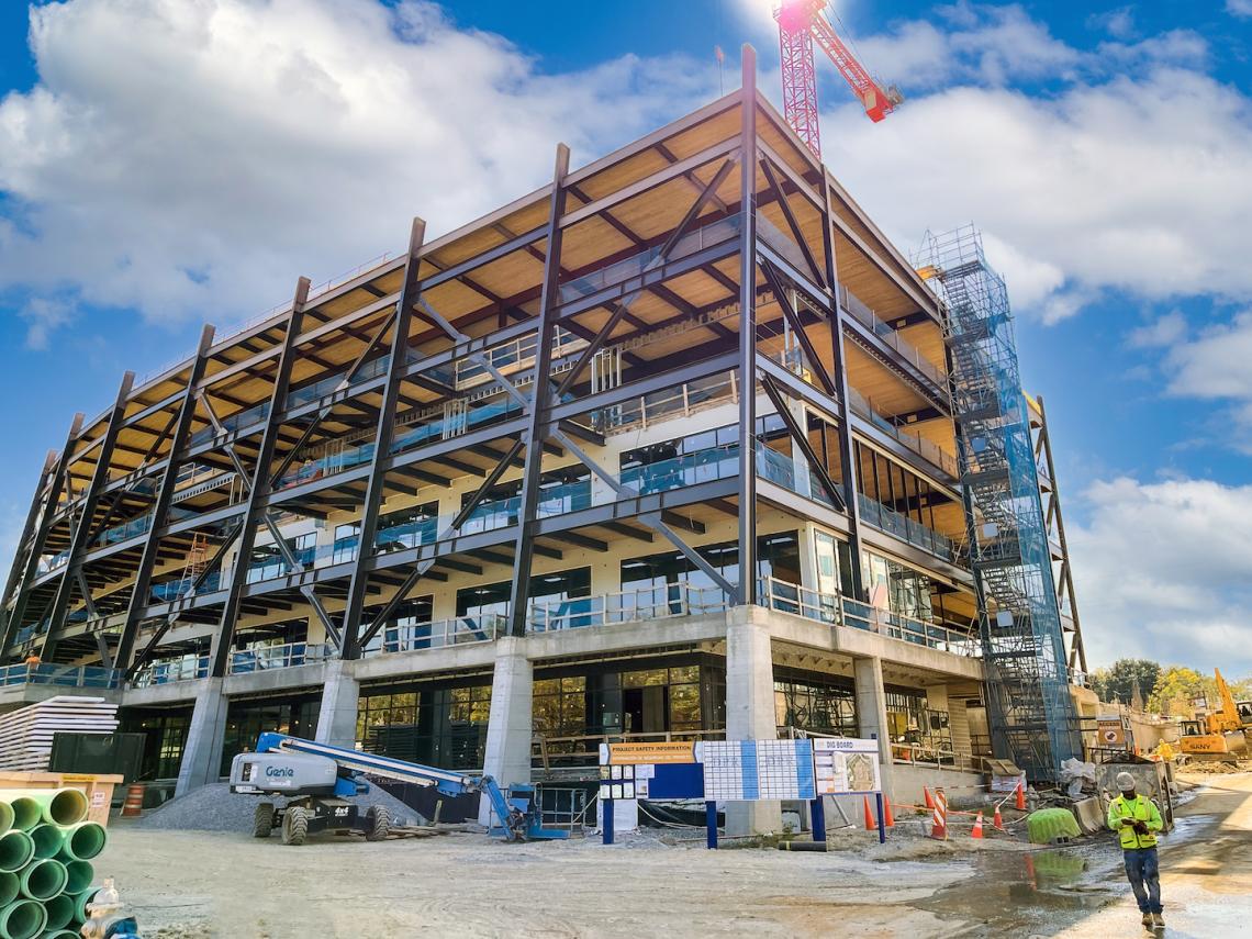 Timber-built Echo Street West office project tops out